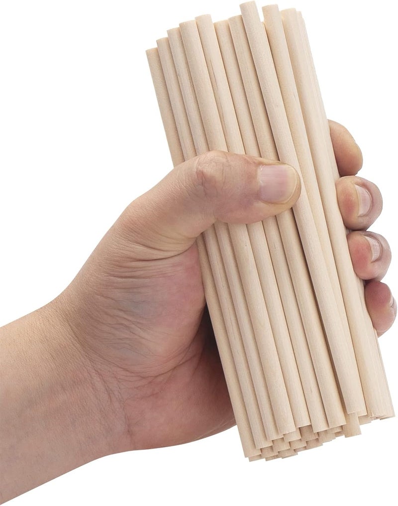 Coowayze Wood Dowels Wooden Dowel Rods, 100PCS 1/4 x 6 Round Wooden Sticks for Arts and Crafts, Small Unfinished Hardwood Sticks for DIYers Crafting, Cake Support, Lollipop, Photo Booth Props, Home Decor - Image 3